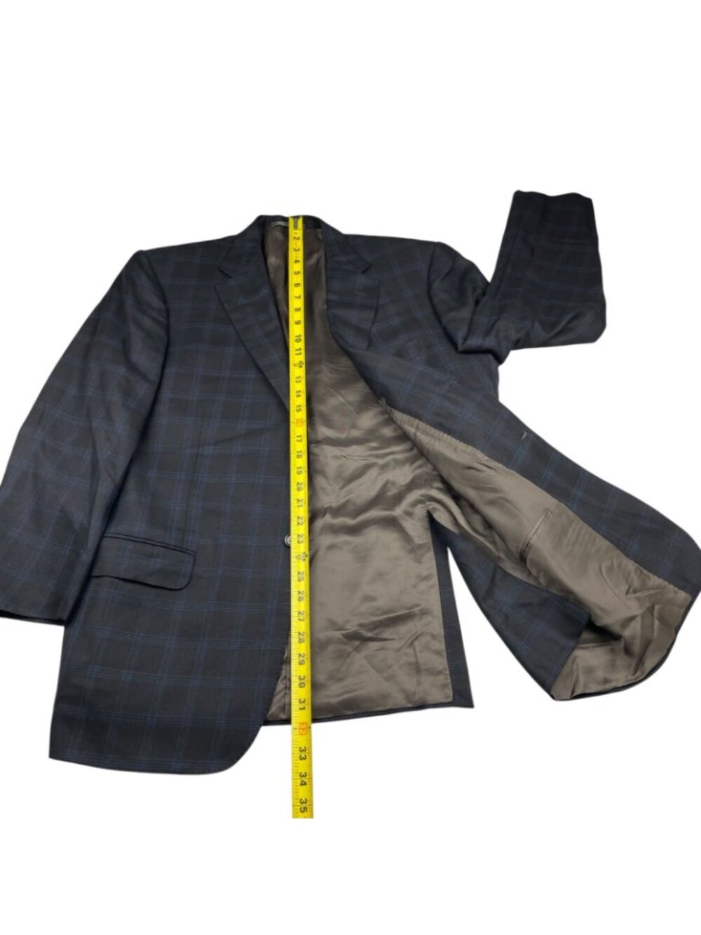 Corneliani Men's Wool/Cashmere Blazer Black/Blue Windowpane Plaid • Italy • 44R - Picture 10 of 12